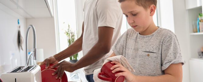 Boy helping with chores