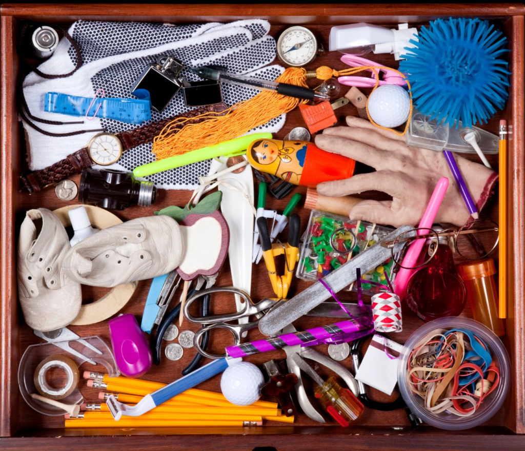 Organizing messy junk drawer