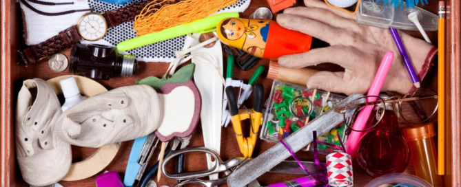 Organizing messy junk drawer