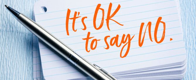 index card that says it's OK to say no