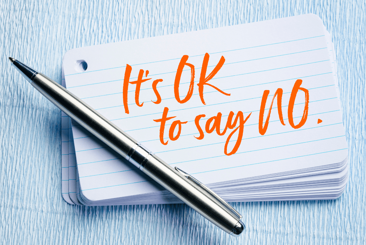index card that says it's OK to say no