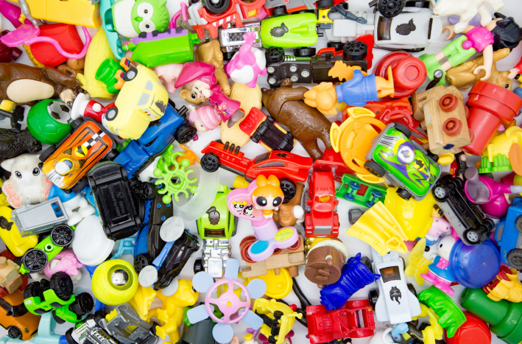 A floor so covered with toys that you can't even see the floor