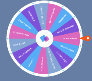Spin the Wheel Game where the needle lands on various decluttering tasks